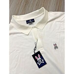Psycho Bunny Men's 3XLT 3X Pima Cotton Embroidered Big‎ & Tall Fit White Polo